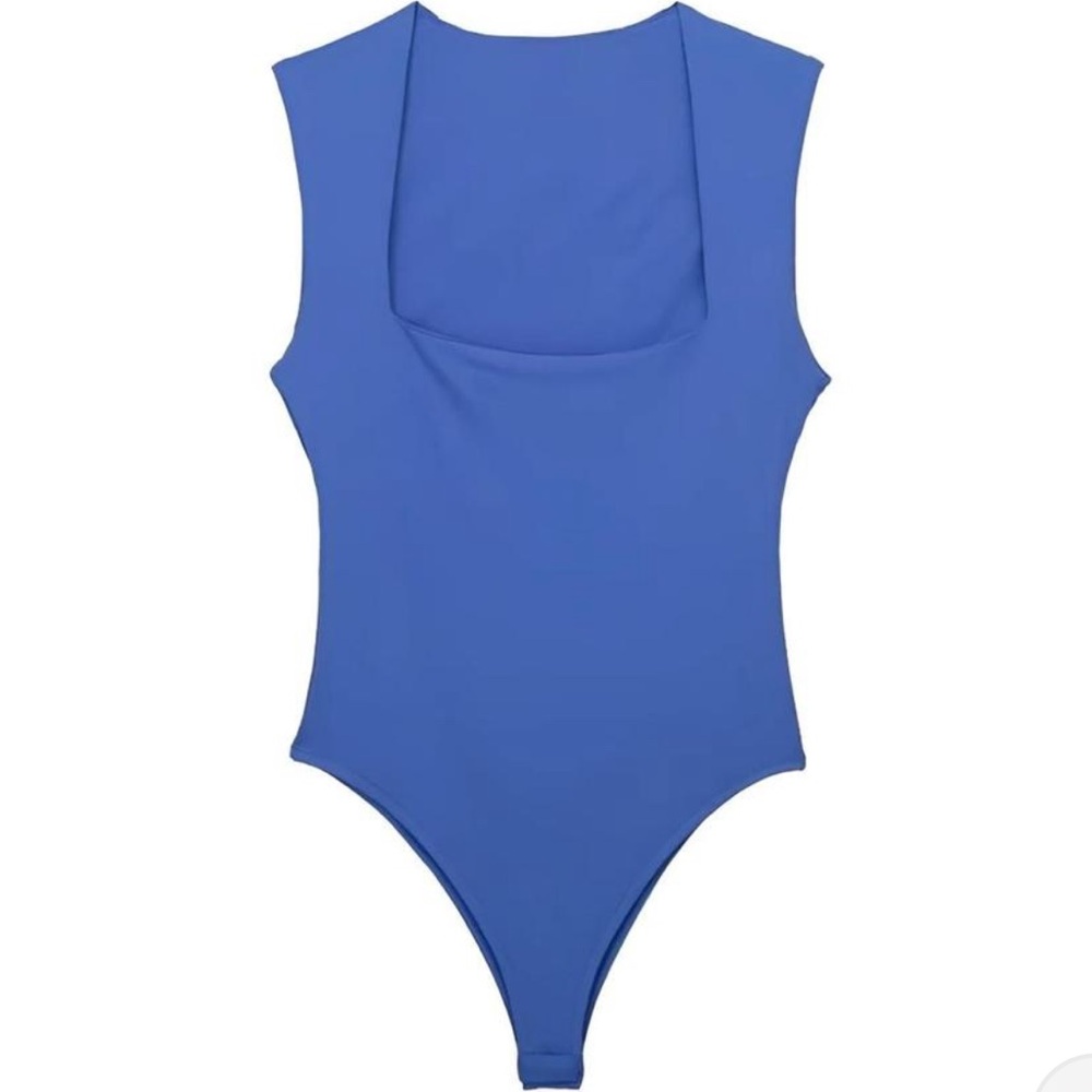 ZARA Square Neck Blue Bodysuit
